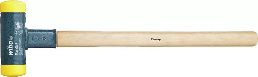 Wiha 02097 800 50 mm Yumuşak yüzlü çekiç, hickory ahşap saplı, yuvarlak çekiç yüzlü ölü üfleme