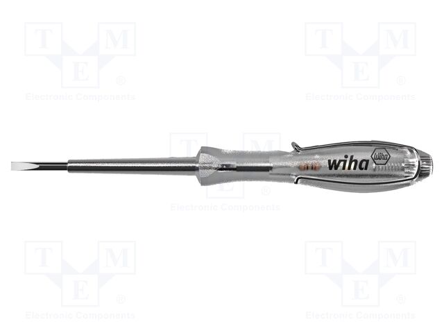 Wiha 35378 SB 255-11 SoftFinish 110-250 V Voltaj testeri SoftFinish® tek kutuplu, 110-250 volt Yarıklı şeffaf, SB-kartta itmeli klipsli