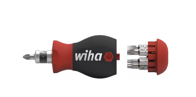 Wiha 43613 SB 3802-01 Kısa 1/4" tornavida ve uç şarjörü Stubby 7 çift uçlu karışık