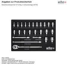 Wiha 44740 338-91 Socket Set 26 pcs Metric 1/2 Drive