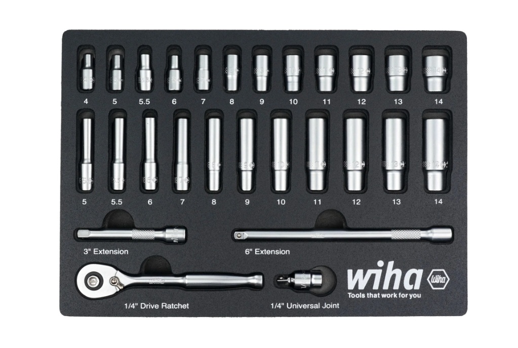 Wiha Tools 33395 27pc 1/4 Mm Sockets In Foam