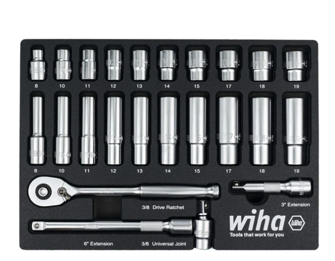 Wiha Tools 33795 24 adet 3/8 mm köpüklü lokmalar