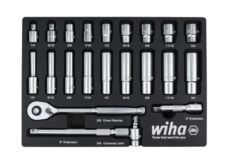Wiha Tools 33796 22 Parça 3/8 İnç Köpüklü lokmalar