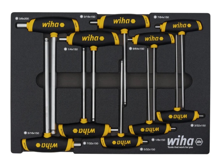 Wiha Tools 54081 8 parça SAE T-Saplı Köpük Tepsi Seti