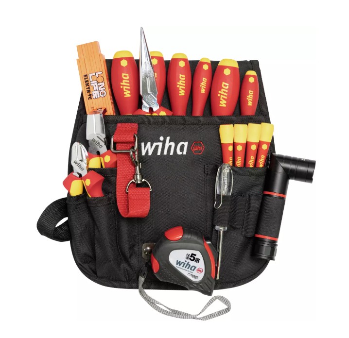 Wiha 44574 9300-50005 Takım kemeri kesesi 18 parça. Takım seti elektrikçi karışık, 18 kişi. Kemer kesesi dahil.