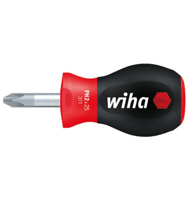[W26969] Wiha 26969 311 SoftFinish PH02 x 25 mm Tornavida SoftFinish® Phillips, kısa yuvarlak bıçaklı, Stubby