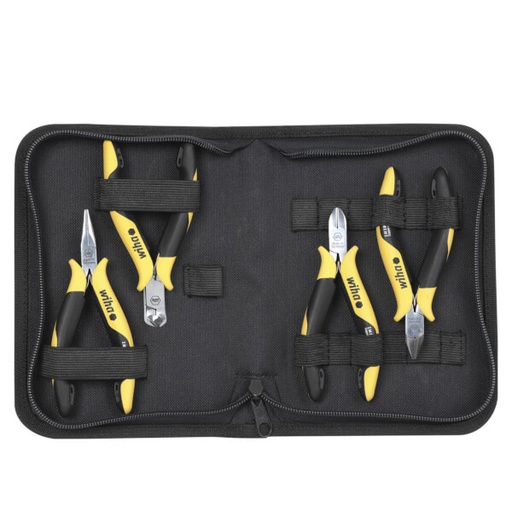 [W33507] Wiha 33507 Z 99 0 04 001 Profesyonel ESD pense seti Profesyonel ESD çapraz kesiciler, eğik uç kesici uçlar, iğne burun penseleri 5 tade. Tool klasörü dahil