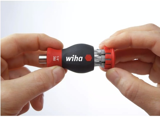 [W33741] Wiha 33741 SB 3801-02 Kısa 1/4'' tornavida uçlu şarjörü manyetik Pozidriv, 6 uçlu Phillips, kısa tornavida, SB-karton ambalajda 1/4"