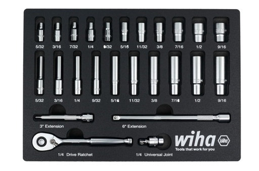 [WT33396] Wiha Tools 33396 25pc 1/4 Inch Sockets In Foam