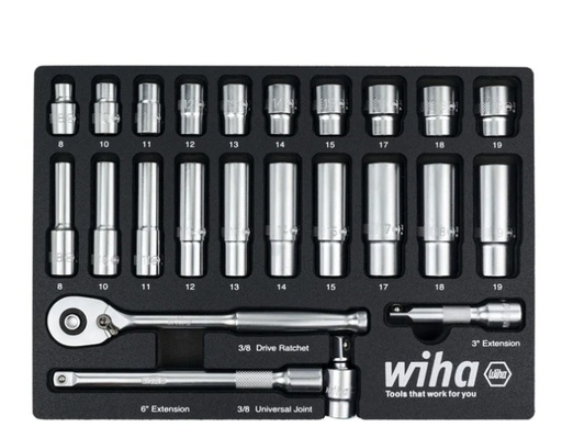 [WT33795] Wiha Tools 33795 24pc 3/8 Mm Sockets In Foam