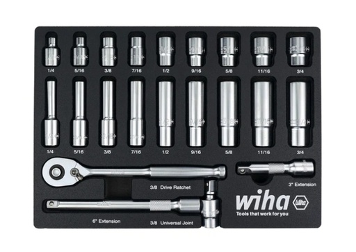 [WT33796] Wiha Tools 33796 22pc 3/8 Inch Sockets In Foam